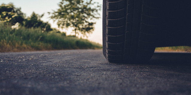 Stock photo of tire, road